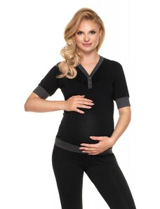 ProMamku Těhotenské a kojící pyžamo s knoflíky v černé barvě