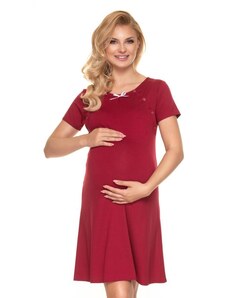 ProMamku Noční těhotenská a kojící košile v bordó barvě s mašličkou