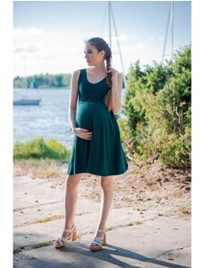 ProMamku Volné elegantní zelené těhotenské a kojící šaty