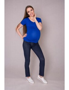 ProMamku Klasická modrá těhotenská a kojící halenka