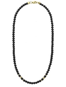 Manoki Pánský korálkový náhrdelník Giorgio Gold - 6 mm přírodní matný onyx