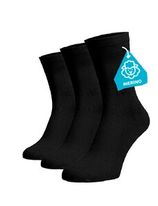 Benami Zvýhodněný set 3 párů MERINO vysokých ponožek - černé