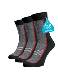 Benami Zvýhodněný set 3 párů MERINO hrubých vysokých ponožek - šedé