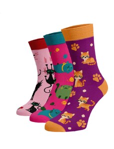Benami Zvýhodněný set 3 párů vysokých veselých ponožek - Pro milovníky koček