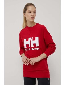 Mikina Helly Hansen dámská, červená barva, s potiskem, 34003-071