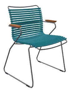 Petrolejově modrá plastová zahradní židle HOUE Click s područkami