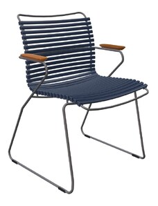 Tmavě modrá plastová zahradní židle HOUE Click s područkami
