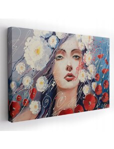 YESTU Obraz na plátně 120x80cm,3D efekt, žena s květy,vícebarevný