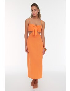 Trendyol Orange Cut Out Šněrovací Detailní Plážové Šaty
