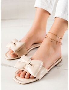 Shelvt SEASTAR BEIGE FLIP-FLOPS WITH BOW