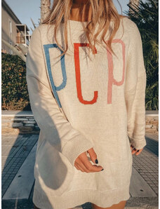 PCP clothing béžový logo svetr