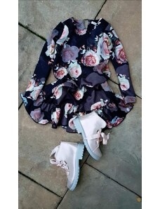 Dívčí šaty s volánem květinové | Igomill