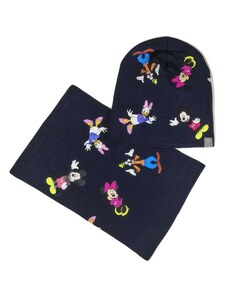 Čepice s nákrčníkem Mickey a Minnie modrý
