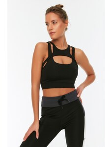 Trendyol Black Support/Shaping Barter Neck Knitted Sports Bra