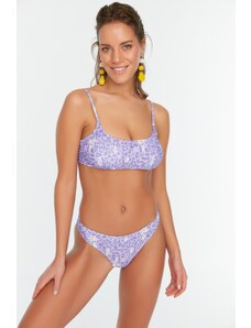 Trendyol Lilac Daisy vzorované třpytivé bikiny spodní díl