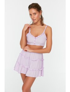 Trendyol Lilac Ruffle Detailed Beach Blouse-Beach Skirt Set