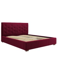 Vínově červená sametová postel MICADONI SERI 180 x 200 cm