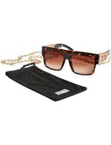 URBAN CLASSICS Sunglasses Zakynthos with Chain - amber/gold