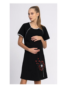 Vienetta Dámská noční košile mateřská Patricie, barva černá, 100% bavlna