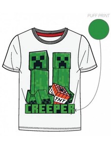 MOJANG official product Chlapecké / dětské bavlněné tričko s krátkým rukávem Minecraft TNT Creeper - bílé