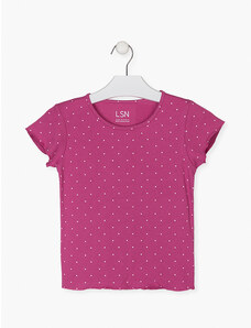 LOSAN Dívčí žebrované tričko s puntíky (dvě barvy na výběr)