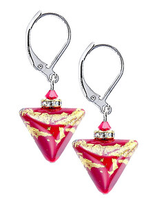 Dámske Náušnice Passionate Story Triangle s 24karátovým zlatem v perlách Lampglas - /