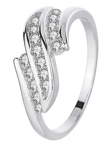 Royal Fashion stříbrný rhodiovaný prsten Třpytivé vlnky HA-YJJZ023-SILVER