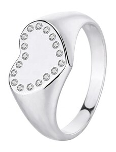 Royal Fashion stříbrný rhodiovaný prsten Třpytivé srdce HA-YJJZ011-SILVER