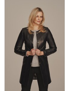 KONOPKA Černý dámský kožený kabát