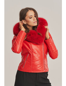 KONOPKA Dámská krátká červená kožená bunda -100% jehněčí kůže - Model: Monica