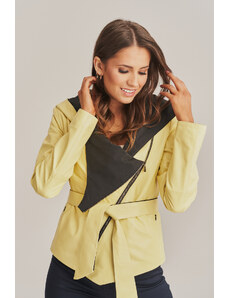 KONOPKA Dámská kožená bunda ve žluté barvě - 100% jehněčí kůže - Model: Pamela