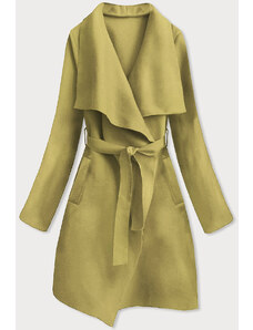 MADE IN ITALY Minimalistický dámský kabát v olivové barvě (747ART)