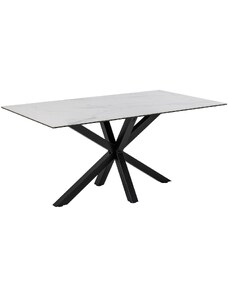 Scandi Bílý mramorový jídelní stůl s kovovou podnoží Skyline 160 x 90 cm