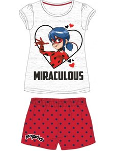 E plus M Letní dívčí pyžamo s krátkým rukávem Kouzelná beruška - Ladybug - Miraculous - šedé