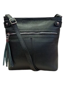 Vera Pelle Dámská kožená crossbody kabelka černá