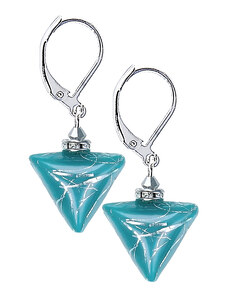 Dámske Náušnice Turquoise Triangle s ryzím stříbrem v perlách Lampglas - /