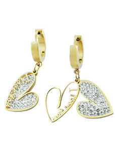 BM Jewellery Náušnice srdce visací z chirurgické oceli zlaté S113206090