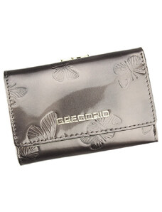 Barebag Gregorio šedá menší dámská kožená peněženka s motýly RFID v dárkové krabičce