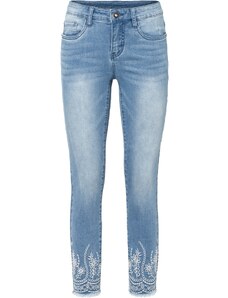 bonprix Skinny džíny s výšivkou Modrá