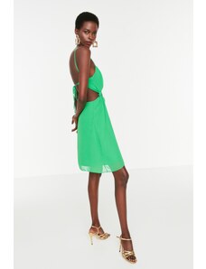 Trendyol zelené pasové detailní šifonové šaty