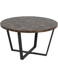 Scandi Hnědý konferenční stolek s mramorovým dekorem Calvin 77 cm