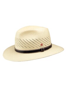 Luxusní panamský golfový klobouk s koženou stuhou - ručně pletený, UV faktor 80 - Ekvádorská panama - Mayser Piero