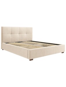Béžová sametová postel MICADONI SAGE 140 x 200 cm