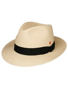 Luxusní panamák s tmavěmodrou stuhou - klobouk Fedora - ručně pletený, UV faktor 80 - Ekvádorská panama Cuenca - Mayser William