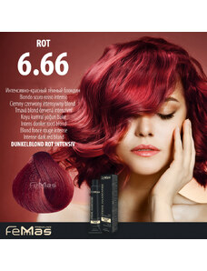 FEMMAS Barva na vlasy Tmavá blond červená intenzivní 6.66