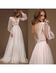 Donna Bridal boho svatební šaty s nafouknutými rukávy
