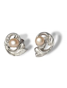 Klára Bílá Jewellery Dámské náušnice pecky Barok s perlou Stříbro 925/1000, Barva perly: Bílá