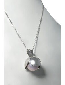 Klára Bílá Jewellery Dámský perlový náhrdelník Bowpearls s květem Stříbro 925/1000, Barva perly: Bílá