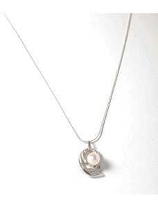 Klára Bílá Jewellery Dámský menší náhrdelník Barok s perlou 40-45cm, Stříbro 925/1000, Barva perly: Bílá