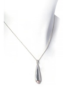 Klára Bílá Jewellery Dámský stříbrný náhrdelník Delf s perlou 40-45cm, Barva perly: Bílá